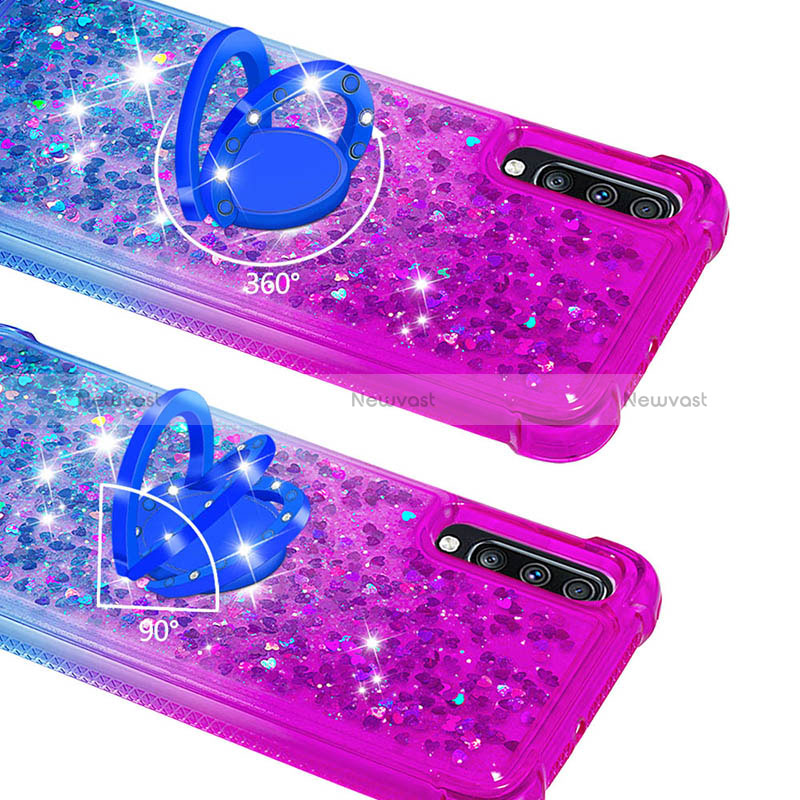 Silicone Candy Rubber TPU Bling-Bling Soft Case Cover with Finger Ring Stand S02 for Samsung Galaxy A70S