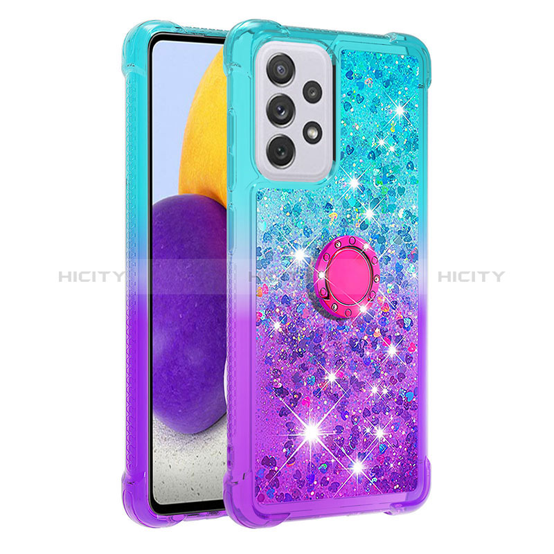 Silicone Candy Rubber TPU Bling-Bling Soft Case Cover with Finger Ring Stand S02 for Samsung Galaxy A73 5G