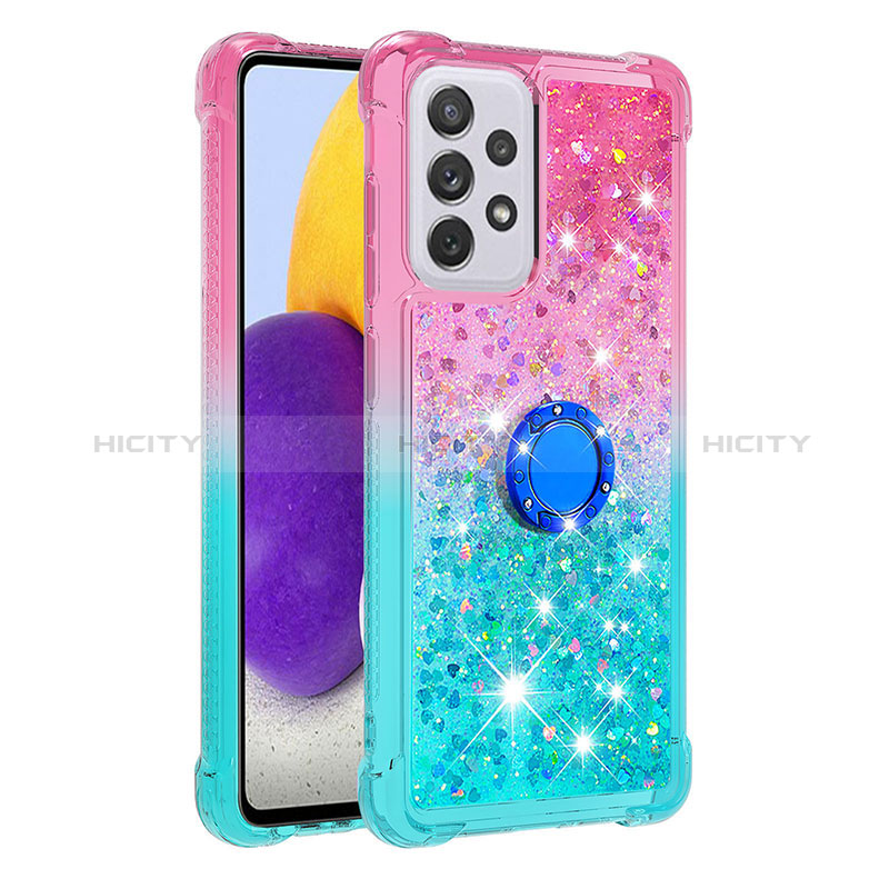 Silicone Candy Rubber TPU Bling-Bling Soft Case Cover with Finger Ring Stand S02 for Samsung Galaxy A73 5G