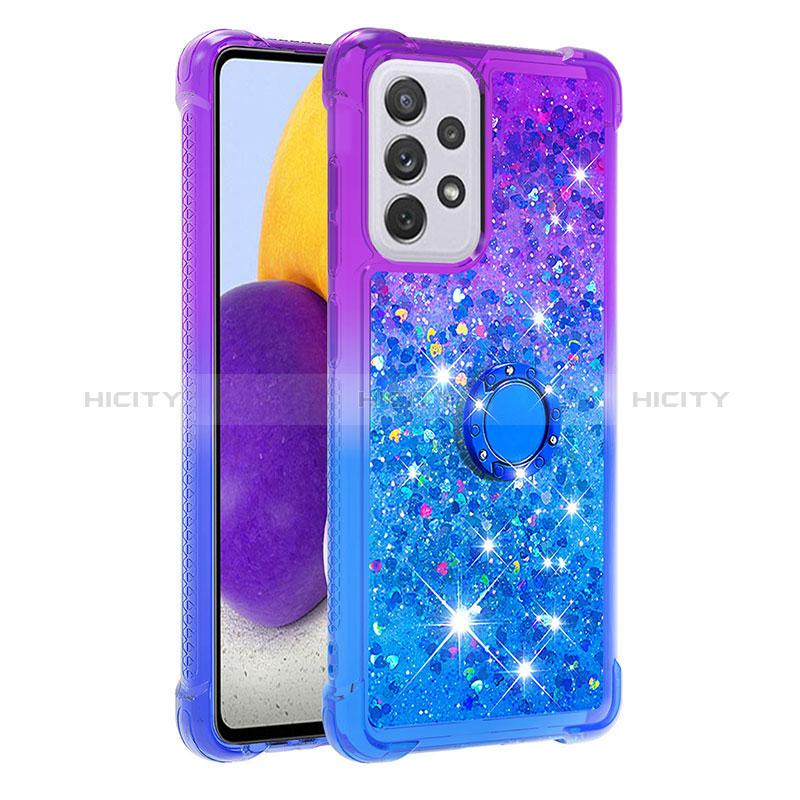 Silicone Candy Rubber TPU Bling-Bling Soft Case Cover with Finger Ring Stand S02 for Samsung Galaxy A73 5G