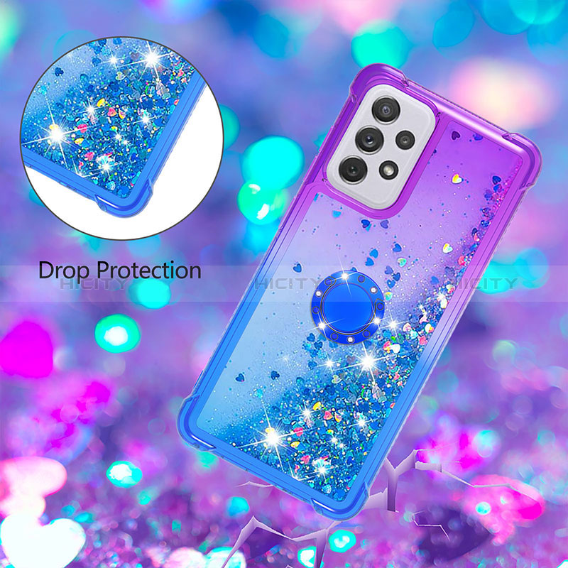 Silicone Candy Rubber TPU Bling-Bling Soft Case Cover with Finger Ring Stand S02 for Samsung Galaxy A73 5G