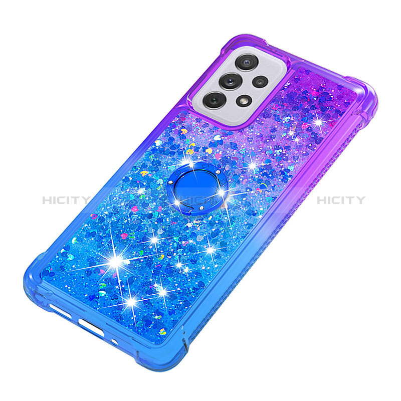 Silicone Candy Rubber TPU Bling-Bling Soft Case Cover with Finger Ring Stand S02 for Samsung Galaxy A73 5G