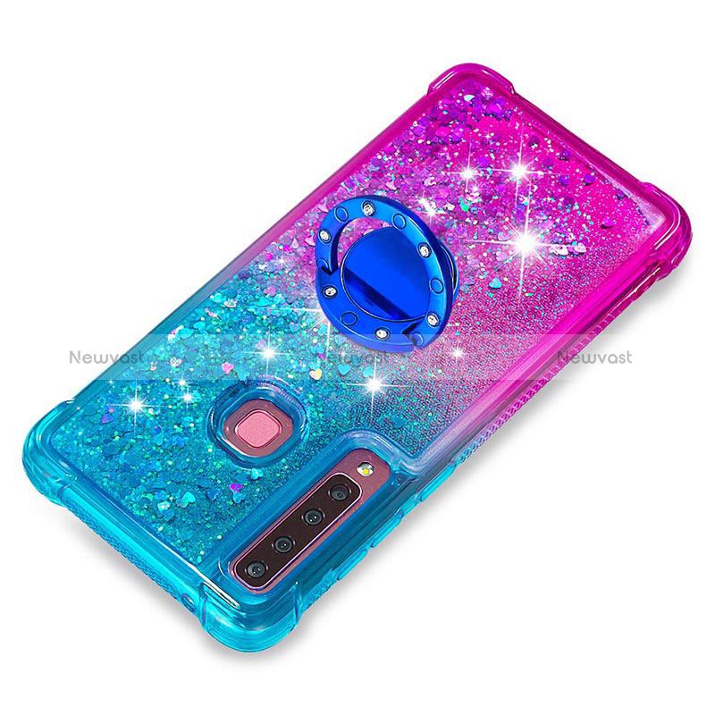 Silicone Candy Rubber TPU Bling-Bling Soft Case Cover with Finger Ring Stand S02 for Samsung Galaxy A9 (2018) A920