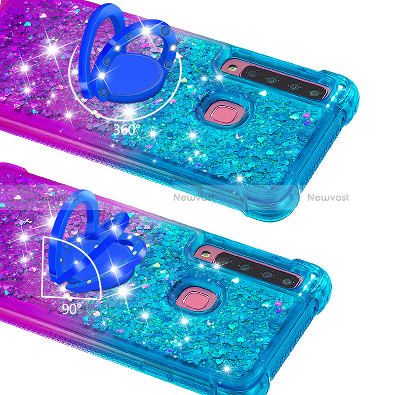 Silicone Candy Rubber TPU Bling-Bling Soft Case Cover with Finger Ring Stand S02 for Samsung Galaxy A9 Star Pro