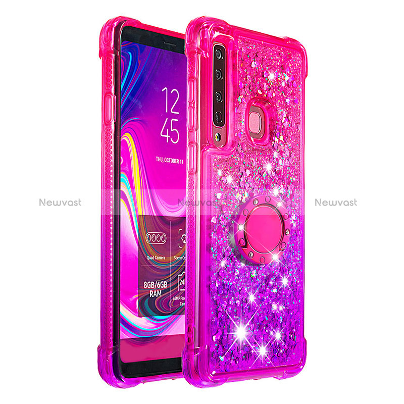 Silicone Candy Rubber TPU Bling-Bling Soft Case Cover with Finger Ring Stand S02 for Samsung Galaxy A9s