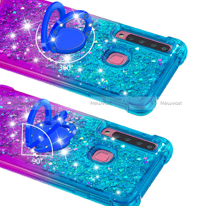 Silicone Candy Rubber TPU Bling-Bling Soft Case Cover with Finger Ring Stand S02 for Samsung Galaxy A9s