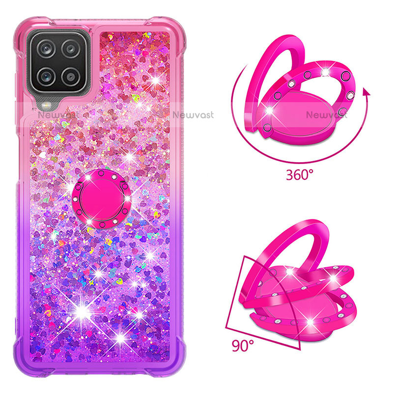 Silicone Candy Rubber TPU Bling-Bling Soft Case Cover with Finger Ring Stand S02 for Samsung Galaxy F12