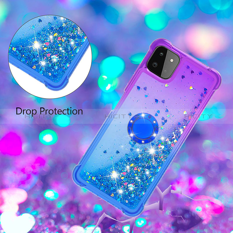 Silicone Candy Rubber TPU Bling-Bling Soft Case Cover with Finger Ring Stand S02 for Samsung Galaxy F42 5G