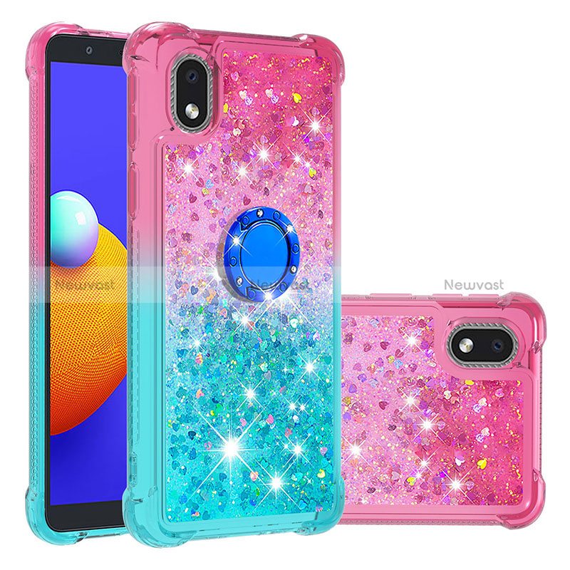 Silicone Candy Rubber TPU Bling-Bling Soft Case Cover with Finger Ring Stand S02 for Samsung Galaxy M01 Core