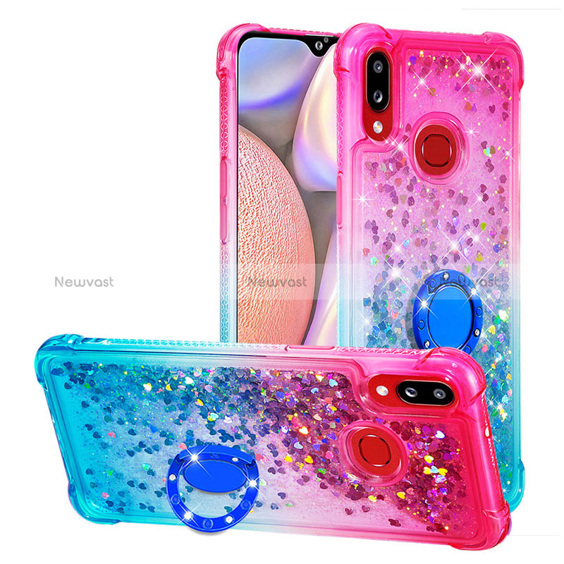 Silicone Candy Rubber TPU Bling-Bling Soft Case Cover with Finger Ring Stand S02 for Samsung Galaxy M01s