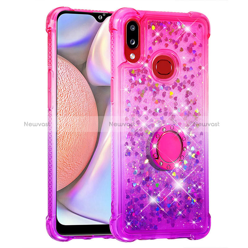 Silicone Candy Rubber TPU Bling-Bling Soft Case Cover with Finger Ring Stand S02 for Samsung Galaxy M01s