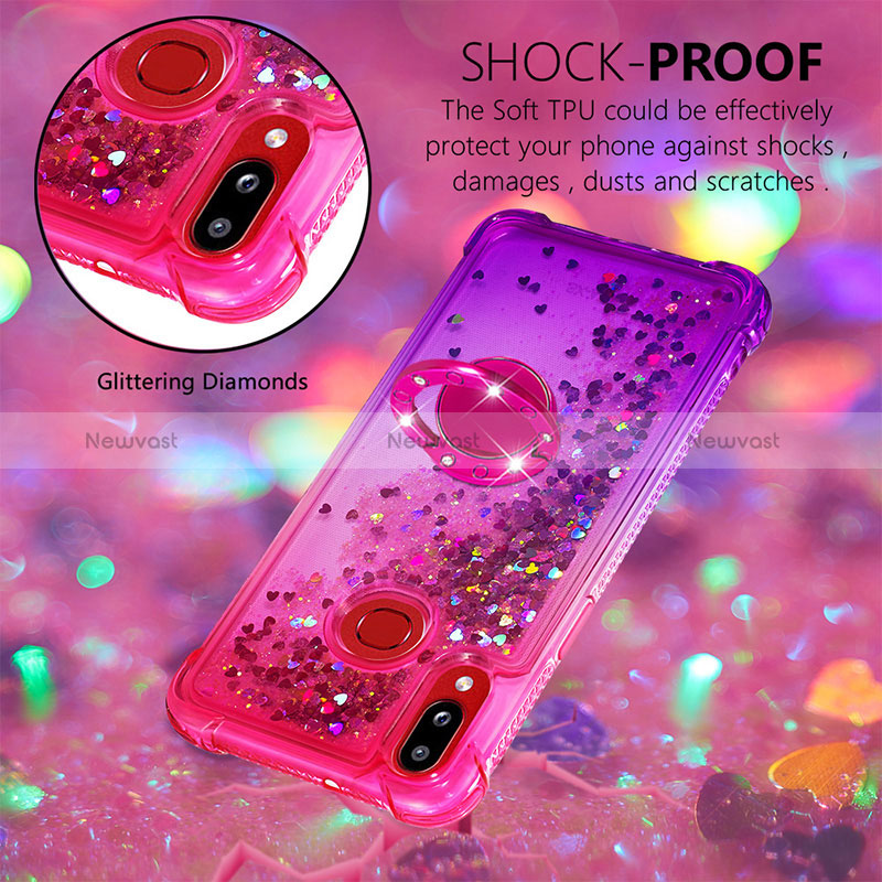 Silicone Candy Rubber TPU Bling-Bling Soft Case Cover with Finger Ring Stand S02 for Samsung Galaxy M01s