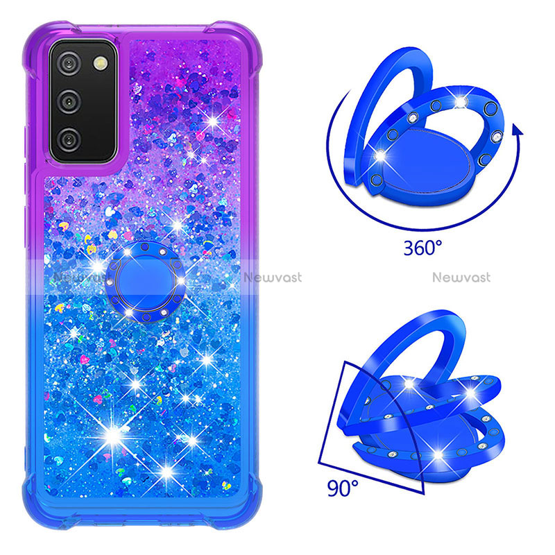 Silicone Candy Rubber TPU Bling-Bling Soft Case Cover with Finger Ring Stand S02 for Samsung Galaxy M02s