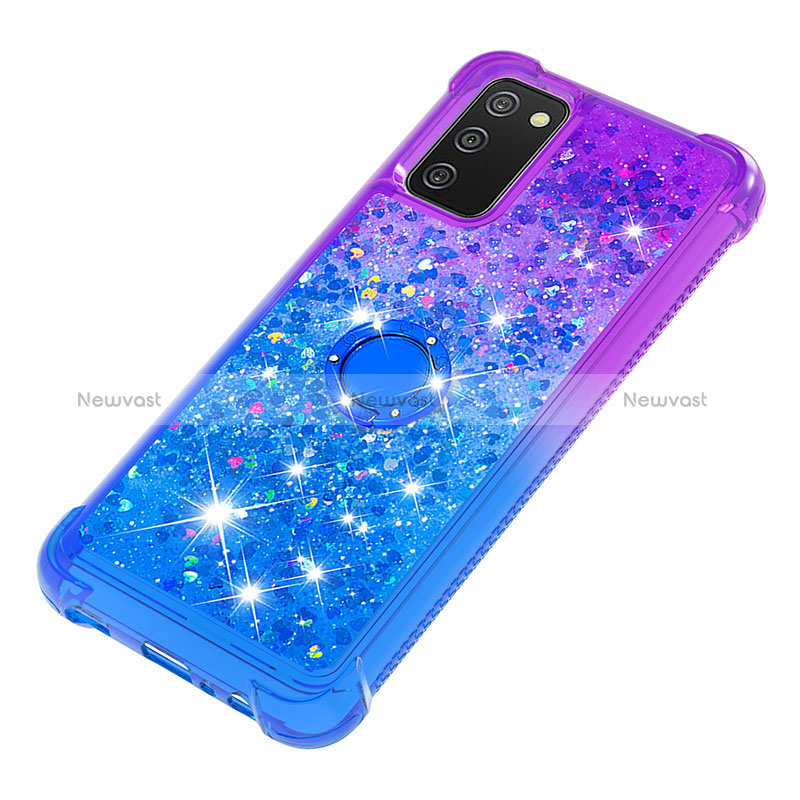 Silicone Candy Rubber TPU Bling-Bling Soft Case Cover with Finger Ring Stand S02 for Samsung Galaxy M02s