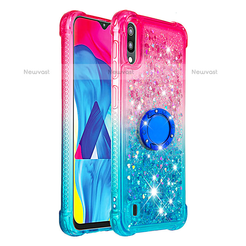 Silicone Candy Rubber TPU Bling-Bling Soft Case Cover with Finger Ring Stand S02 for Samsung Galaxy M10