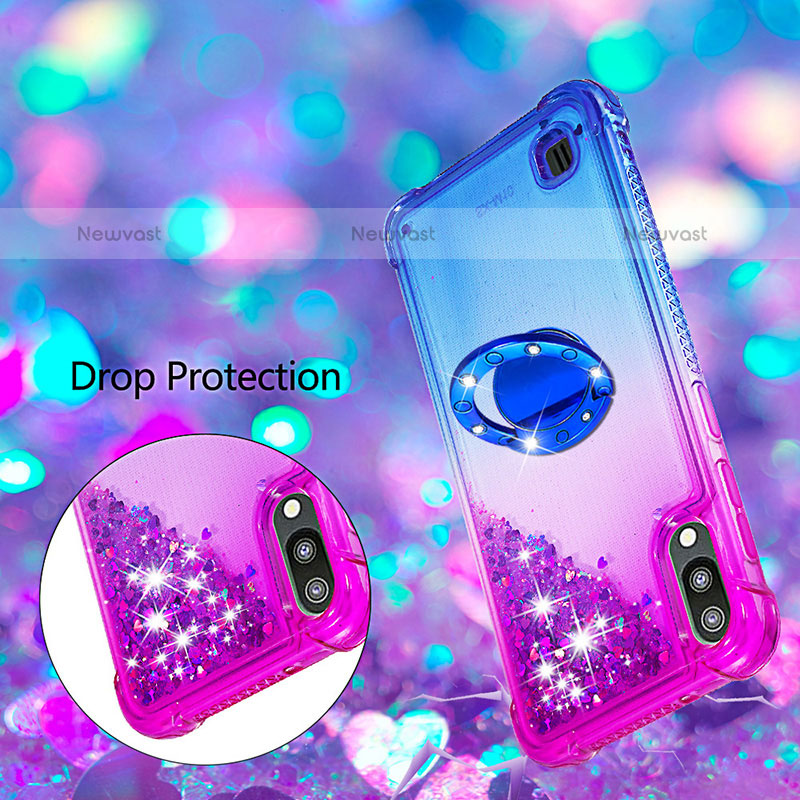 Silicone Candy Rubber TPU Bling-Bling Soft Case Cover with Finger Ring Stand S02 for Samsung Galaxy M10