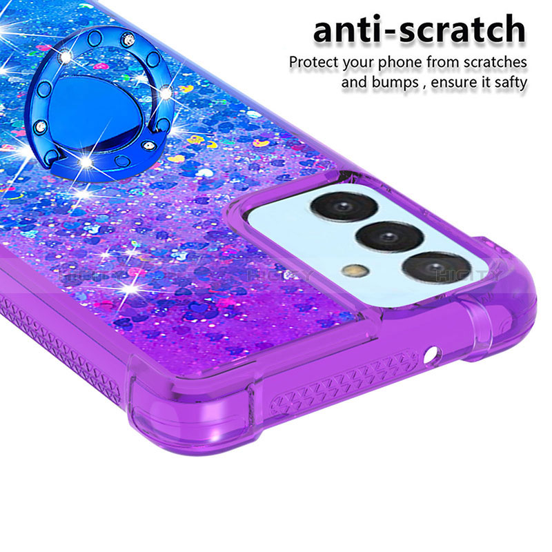 Silicone Candy Rubber TPU Bling-Bling Soft Case Cover with Finger Ring Stand S02 for Samsung Galaxy M14 5G