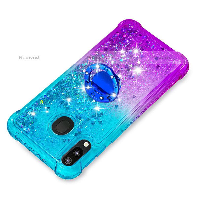 Silicone Candy Rubber TPU Bling-Bling Soft Case Cover with Finger Ring Stand S02 for Samsung Galaxy M20