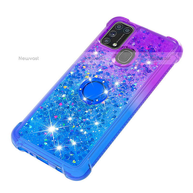 Silicone Candy Rubber TPU Bling-Bling Soft Case Cover with Finger Ring Stand S02 for Samsung Galaxy M31