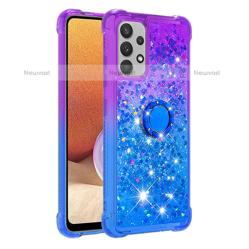 Silicone Candy Rubber TPU Bling-Bling Soft Case Cover with Finger Ring Stand S02 for Samsung Galaxy M32 5G