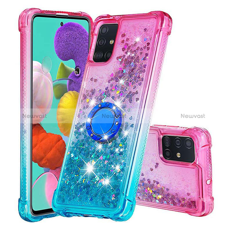 Silicone Candy Rubber TPU Bling-Bling Soft Case Cover with Finger Ring Stand S02 for Samsung Galaxy M40S Pink