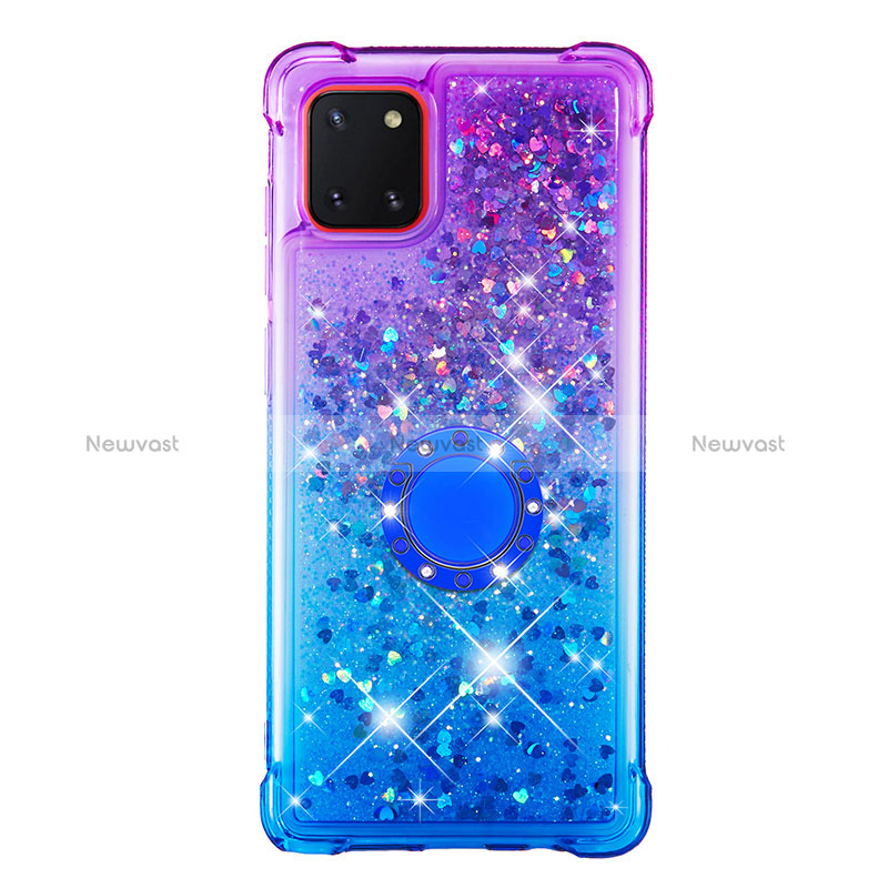 Silicone Candy Rubber TPU Bling-Bling Soft Case Cover with Finger Ring Stand S02 for Samsung Galaxy M60s