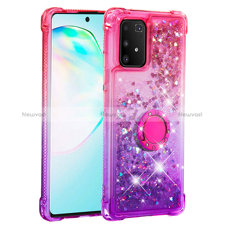 Silicone Candy Rubber TPU Bling-Bling Soft Case Cover with Finger Ring Stand S02 for Samsung Galaxy M80S