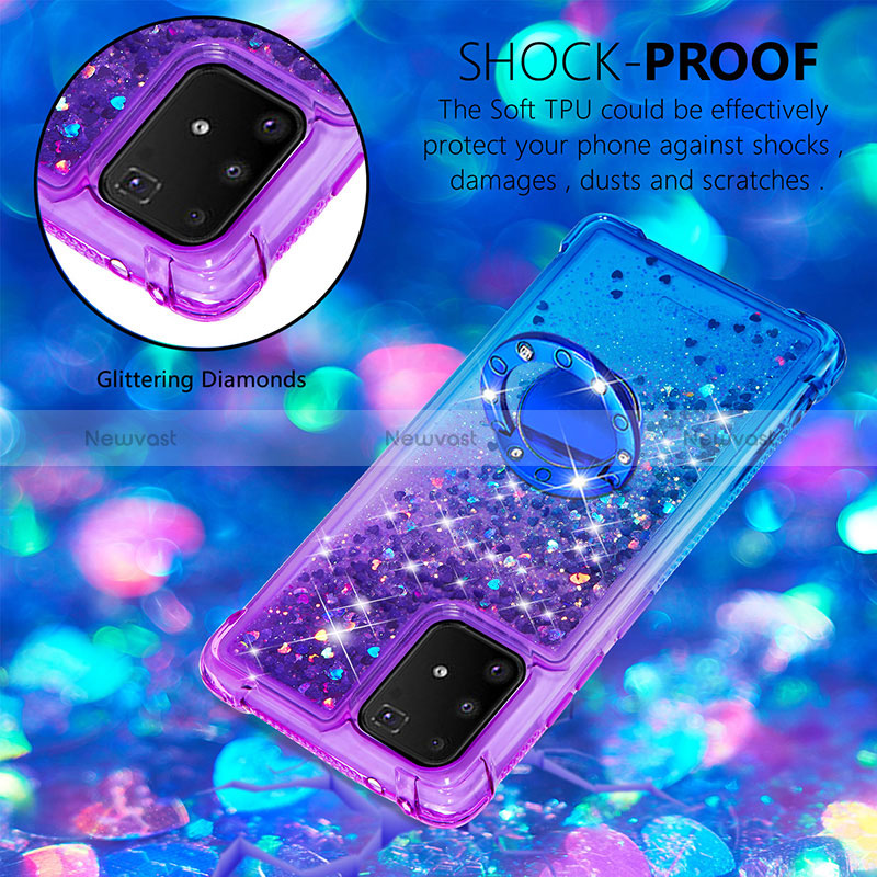 Silicone Candy Rubber TPU Bling-Bling Soft Case Cover with Finger Ring Stand S02 for Samsung Galaxy M80S