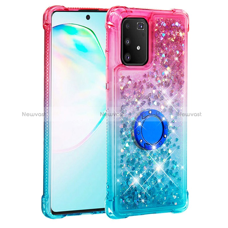 Silicone Candy Rubber TPU Bling-Bling Soft Case Cover with Finger Ring Stand S02 for Samsung Galaxy S10 Lite