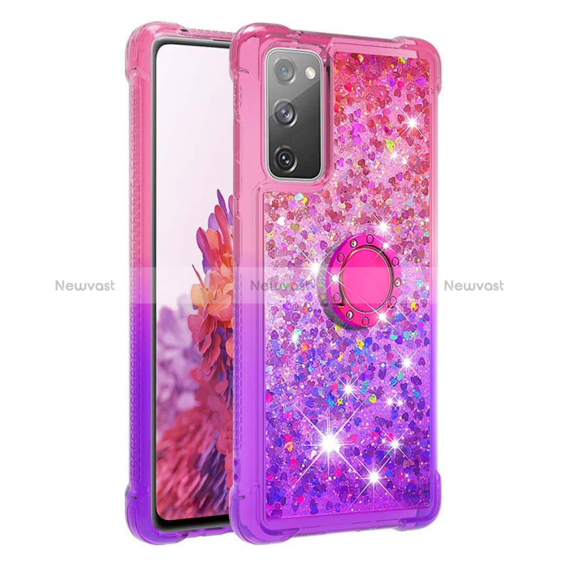 Silicone Candy Rubber TPU Bling-Bling Soft Case Cover with Finger Ring Stand S02 for Samsung Galaxy S20 FE (2022) 5G