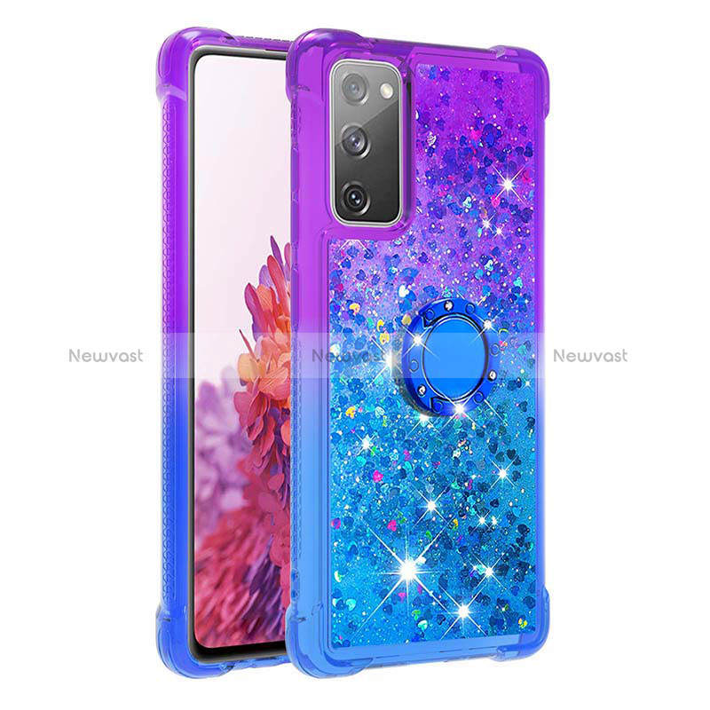 Silicone Candy Rubber TPU Bling-Bling Soft Case Cover with Finger Ring Stand S02 for Samsung Galaxy S20 FE (2022) 5G