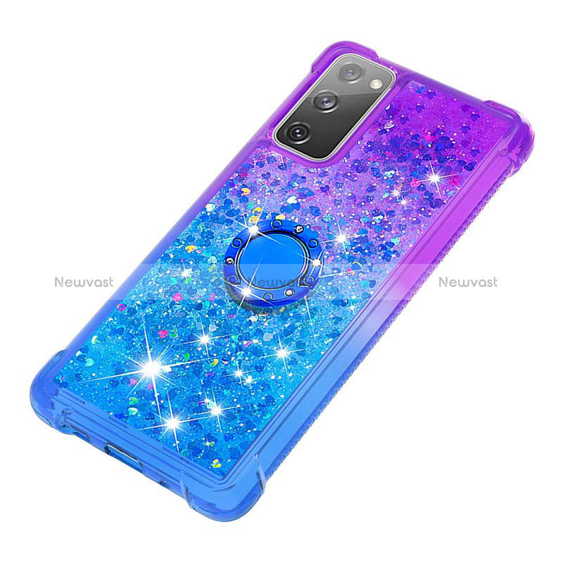 Silicone Candy Rubber TPU Bling-Bling Soft Case Cover with Finger Ring Stand S02 for Samsung Galaxy S20 FE 4G