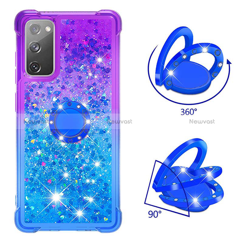 Silicone Candy Rubber TPU Bling-Bling Soft Case Cover with Finger Ring Stand S02 for Samsung Galaxy S20 FE 5G