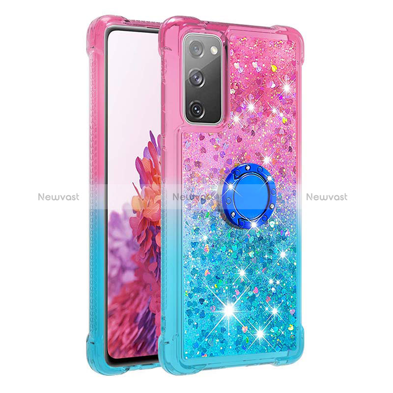 Silicone Candy Rubber TPU Bling-Bling Soft Case Cover with Finger Ring Stand S02 for Samsung Galaxy S20 Lite 5G