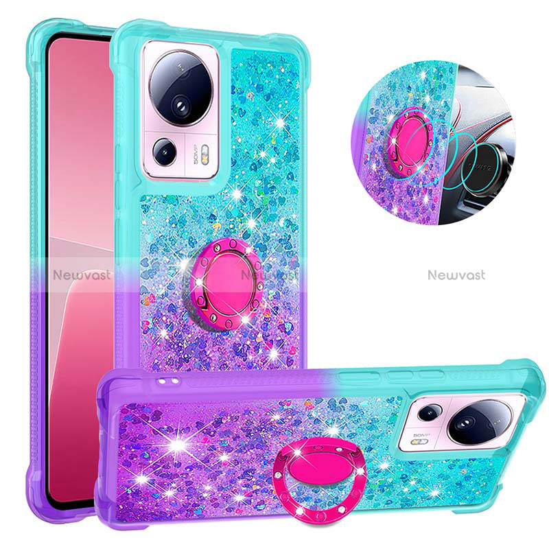 Silicone Candy Rubber TPU Bling-Bling Soft Case Cover with Finger Ring Stand S02 for Xiaomi Civi 2 5G