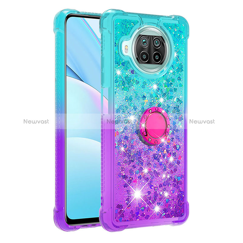 Silicone Candy Rubber TPU Bling-Bling Soft Case Cover with Finger Ring Stand S02 for Xiaomi Mi 10i 5G