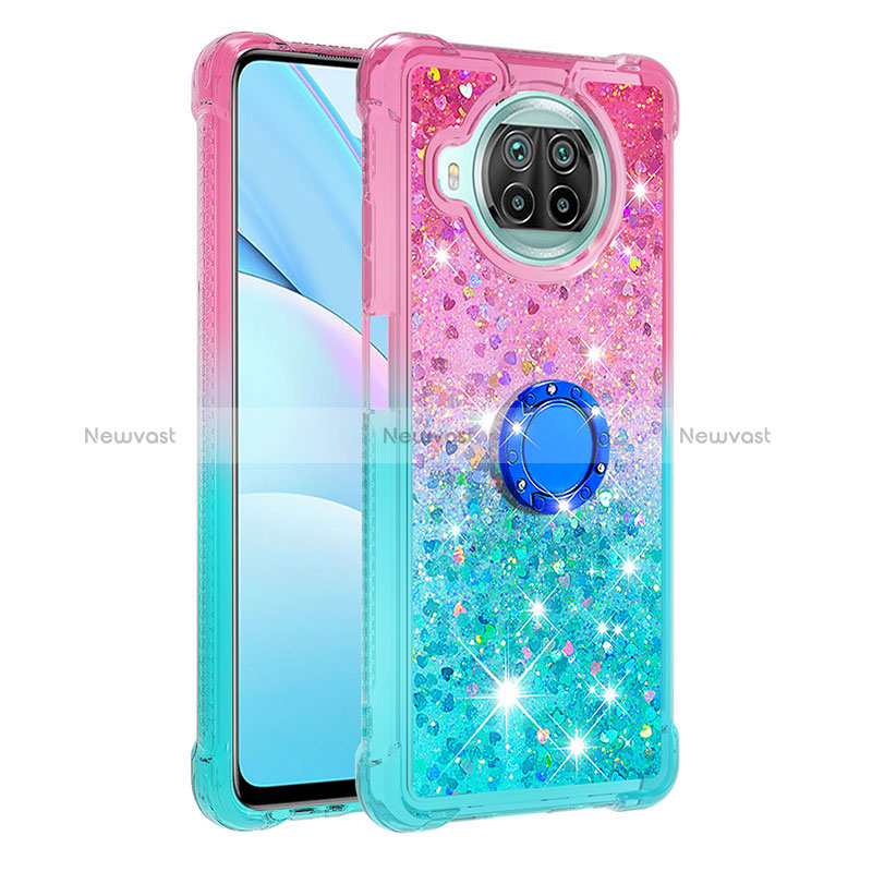 Silicone Candy Rubber TPU Bling-Bling Soft Case Cover with Finger Ring Stand S02 for Xiaomi Mi 10i 5G