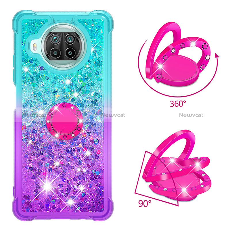 Silicone Candy Rubber TPU Bling-Bling Soft Case Cover with Finger Ring Stand S02 for Xiaomi Mi 10i 5G