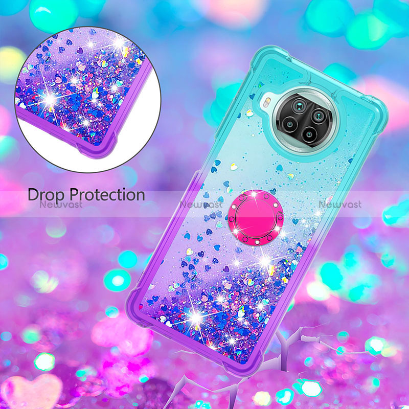 Silicone Candy Rubber TPU Bling-Bling Soft Case Cover with Finger Ring Stand S02 for Xiaomi Mi 10T Lite 5G