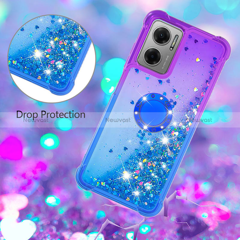 Silicone Candy Rubber TPU Bling-Bling Soft Case Cover with Finger Ring Stand S02 for Xiaomi Redmi 10 5G