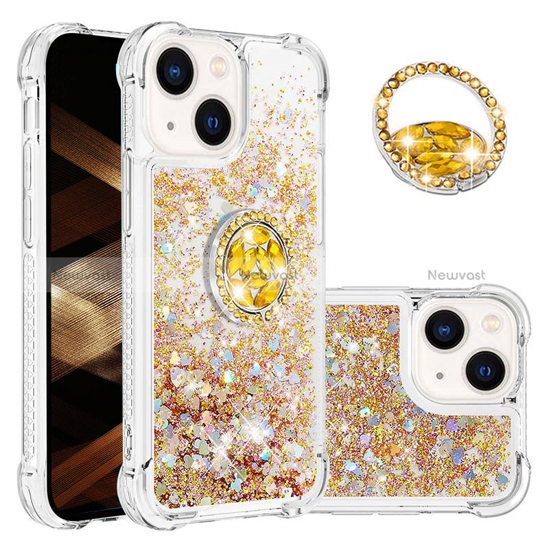 Silicone Candy Rubber TPU Bling-Bling Soft Case Cover with Finger Ring Stand S03 for Apple iPhone 13