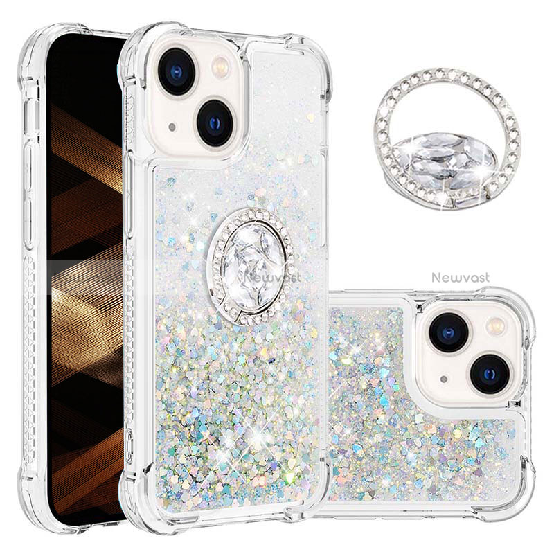 Silicone Candy Rubber TPU Bling-Bling Soft Case Cover with Finger Ring Stand S03 for Apple iPhone 13