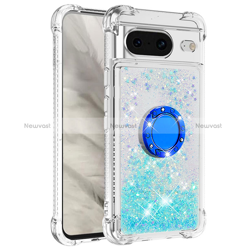 Silicone Candy Rubber TPU Bling-Bling Soft Case Cover with Finger Ring Stand S03 for Google Pixel 8 5G