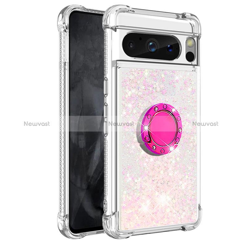 Silicone Candy Rubber TPU Bling-Bling Soft Case Cover with Finger Ring Stand S03 for Google Pixel 8 Pro 5G