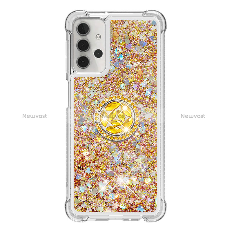 Silicone Candy Rubber TPU Bling-Bling Soft Case Cover with Finger Ring Stand S03 for Samsung Galaxy A32 4G