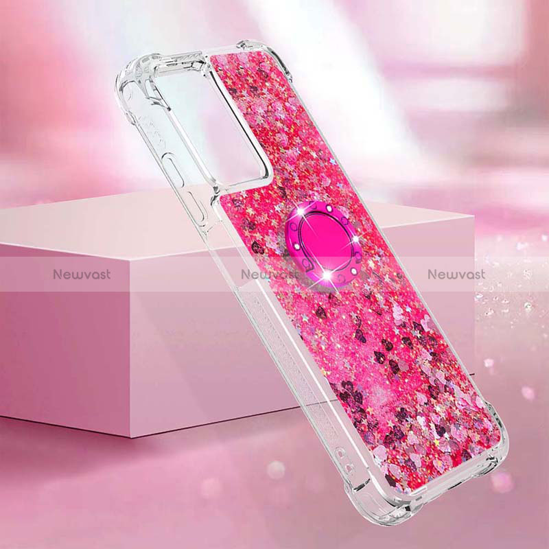 Silicone Candy Rubber TPU Bling-Bling Soft Case Cover with Finger Ring Stand S03 for Xiaomi Redmi 10 5G