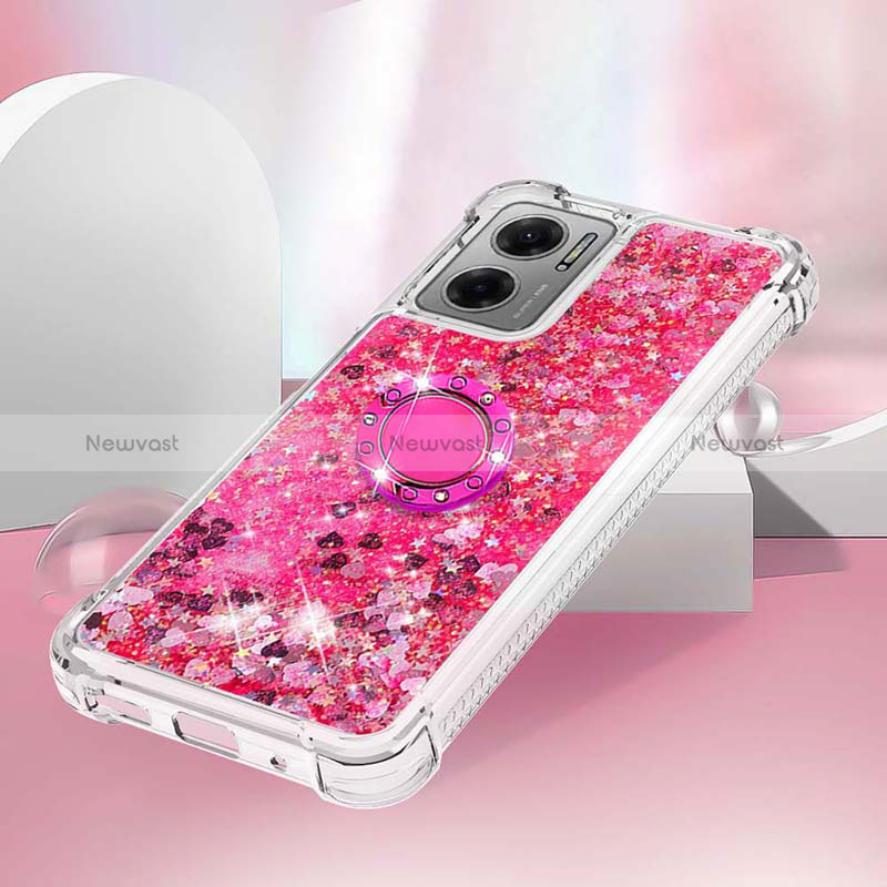 Silicone Candy Rubber TPU Bling-Bling Soft Case Cover with Finger Ring Stand S03 for Xiaomi Redmi 10 5G