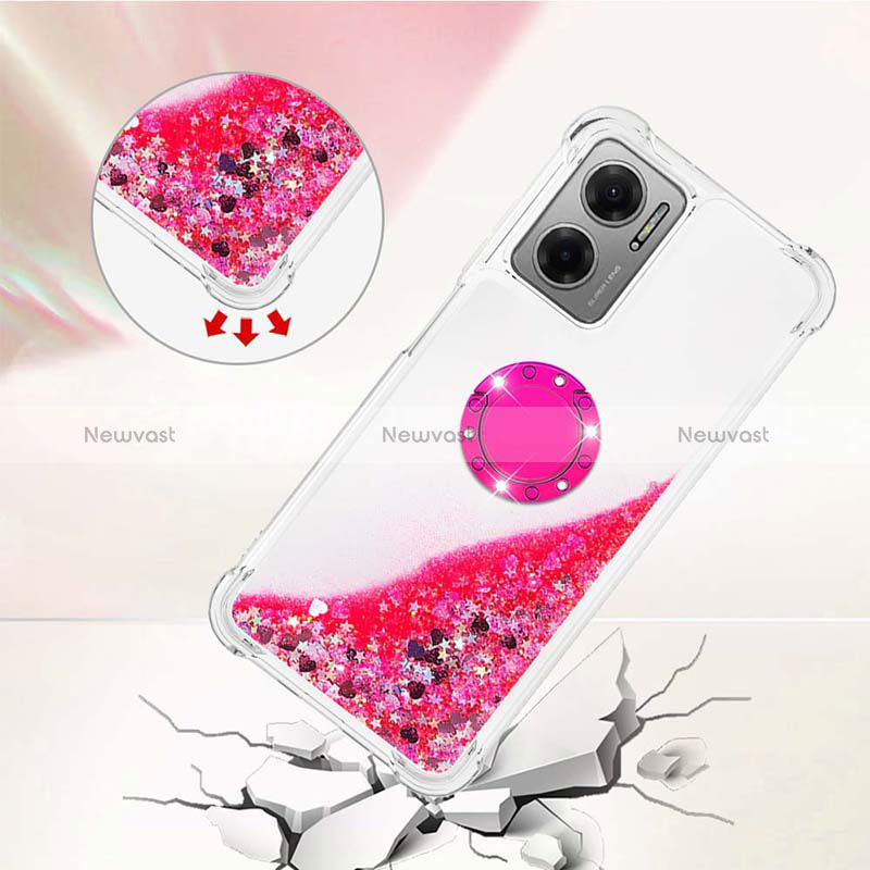 Silicone Candy Rubber TPU Bling-Bling Soft Case Cover with Finger Ring Stand S03 for Xiaomi Redmi 11 Prime 5G