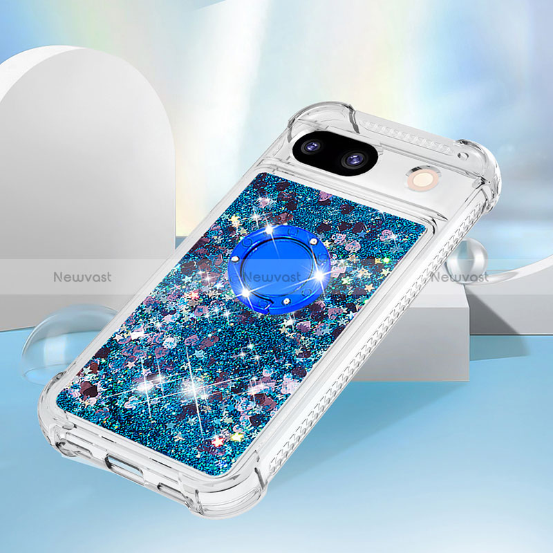 Silicone Candy Rubber TPU Bling-Bling Soft Case Cover with Finger Ring Stand YB1 for Google Pixel 8a 5G