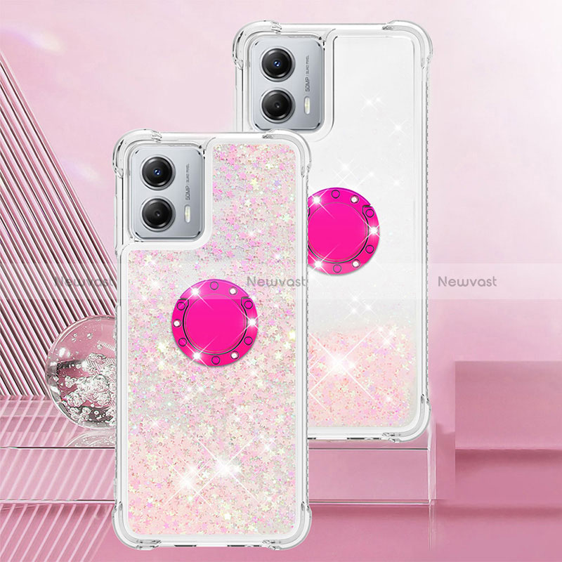 Silicone Candy Rubber TPU Bling-Bling Soft Case Cover with Finger Ring Stand YB1 for Motorola Moto G 5G (2023)